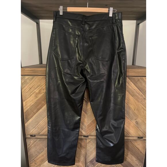 Abercrombie The 90’s Straight Ultra High Rise Faux Leather Jeans Sz 14/32 - Picture 5 of 11